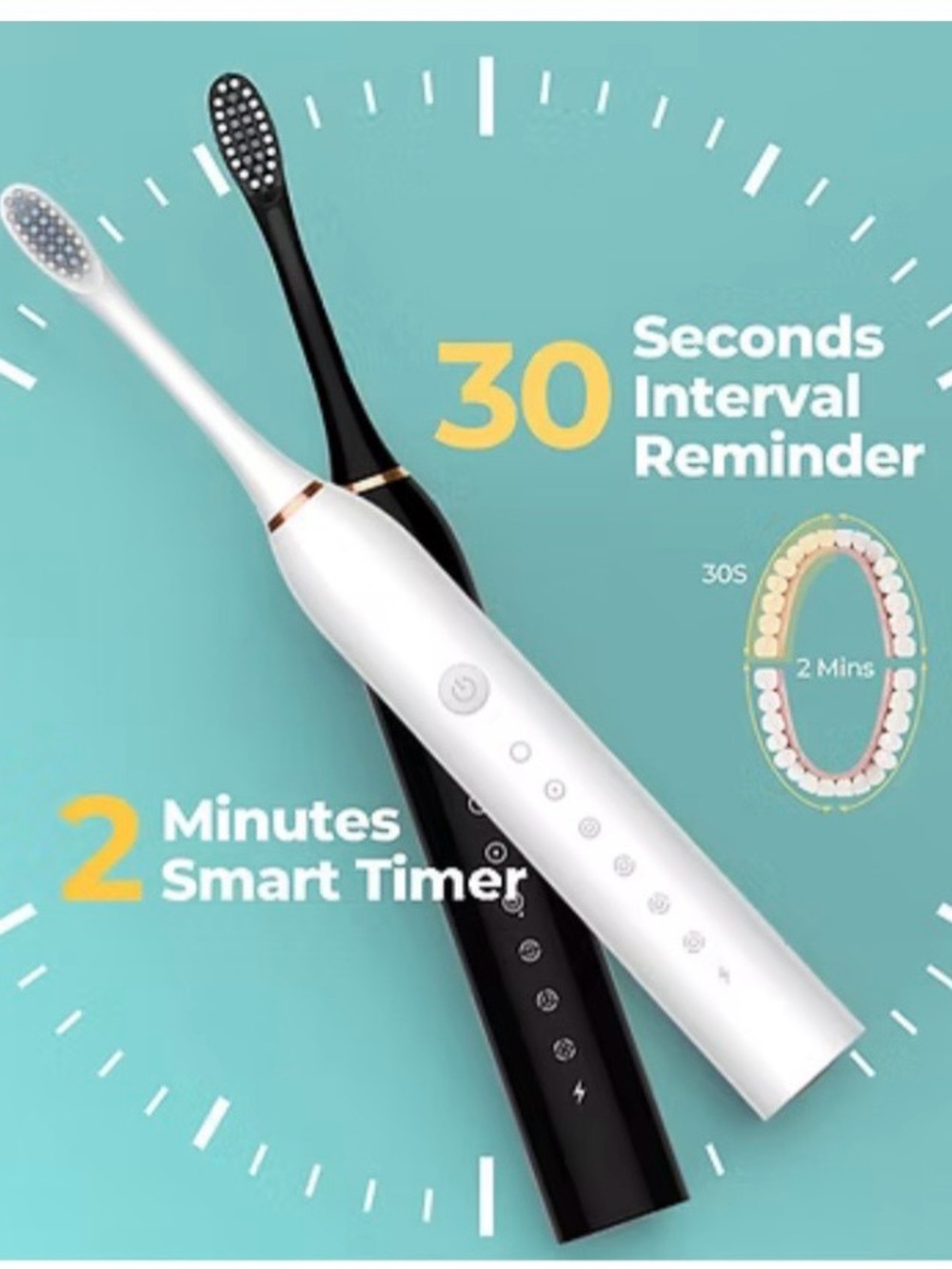 IPX7  X-3 Electric Toothbrush - White and Black 2 electric toothbrush in 1 Box